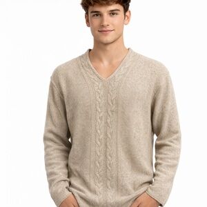 REISS Cable Knit Sweater Men’s Size L Wool Silk Blend